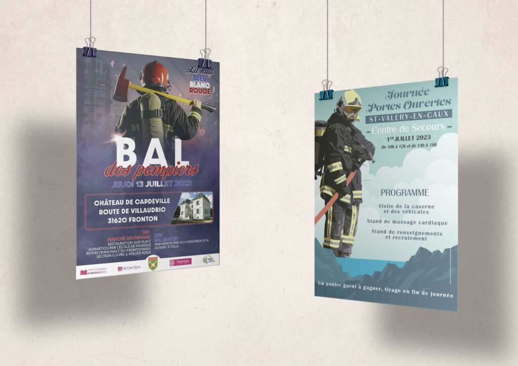 Affiches bal et portes ouvertes caserne de pompier - AFT Pompiers